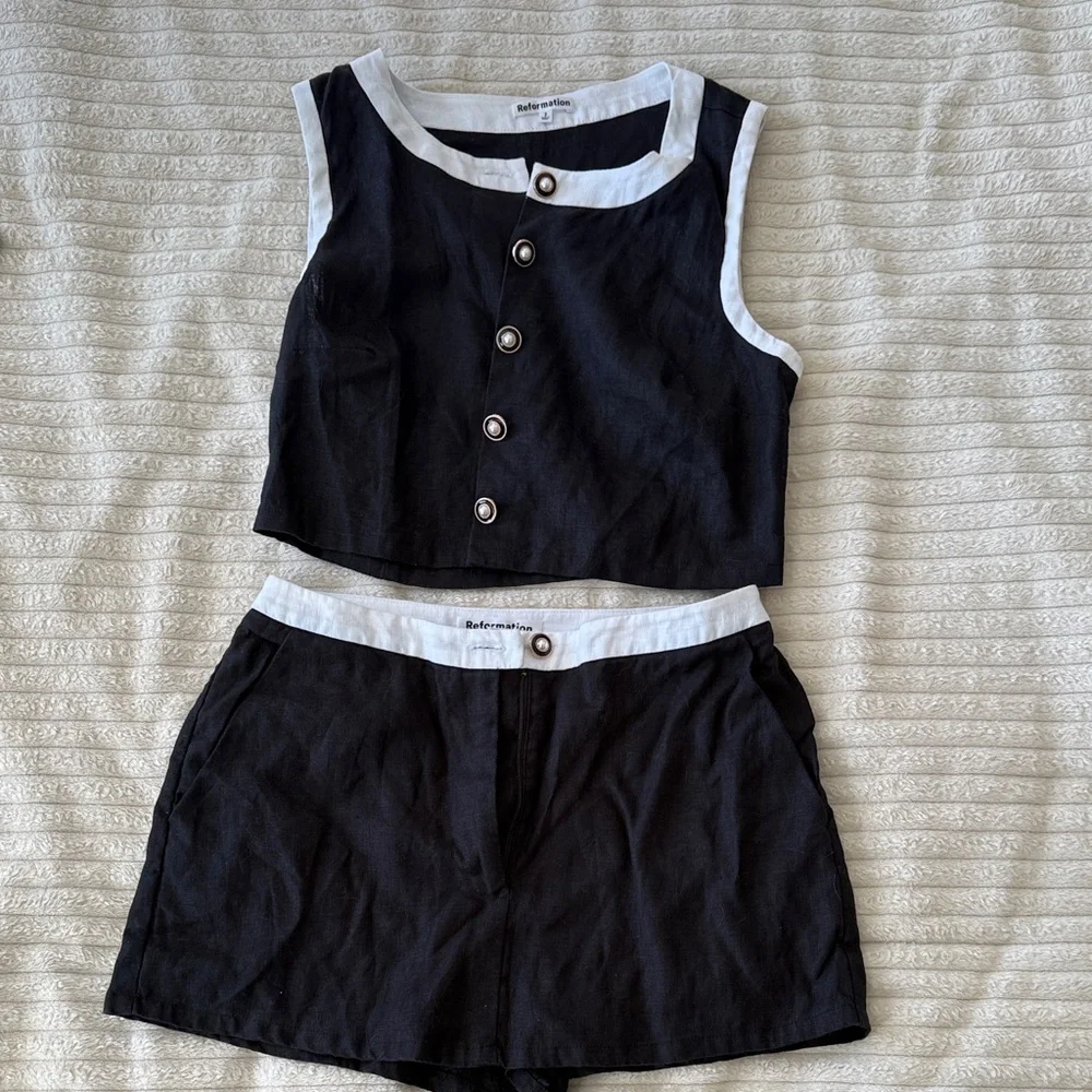 Reformation Roxy Linen Two-piece Skort Set